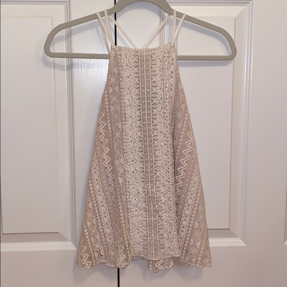 White Lace High Neck Top